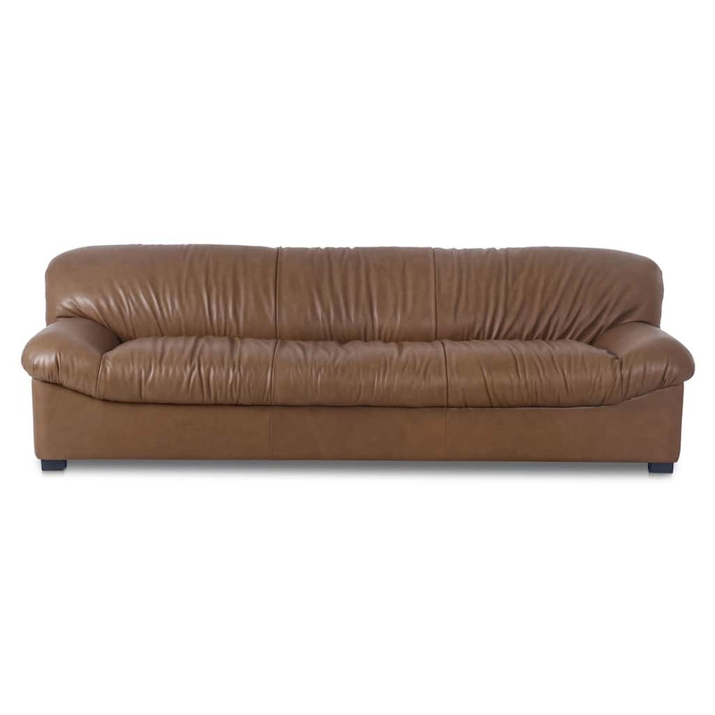 NADAAL STUDIOS Zarek Sofa, Oversized Postmodern Form in Top Grain Leather with Feather-Filled Cushions, Tan