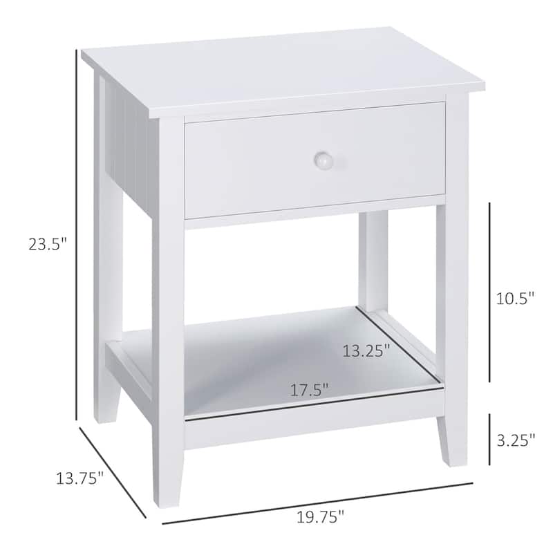 Modern Beside Table with Drawer and Storage Shelf