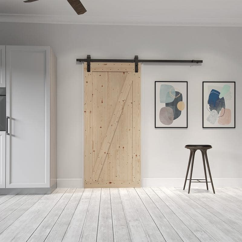 Farm Style Sliding Door, Unfinished with Sliding Door Hardware Kit