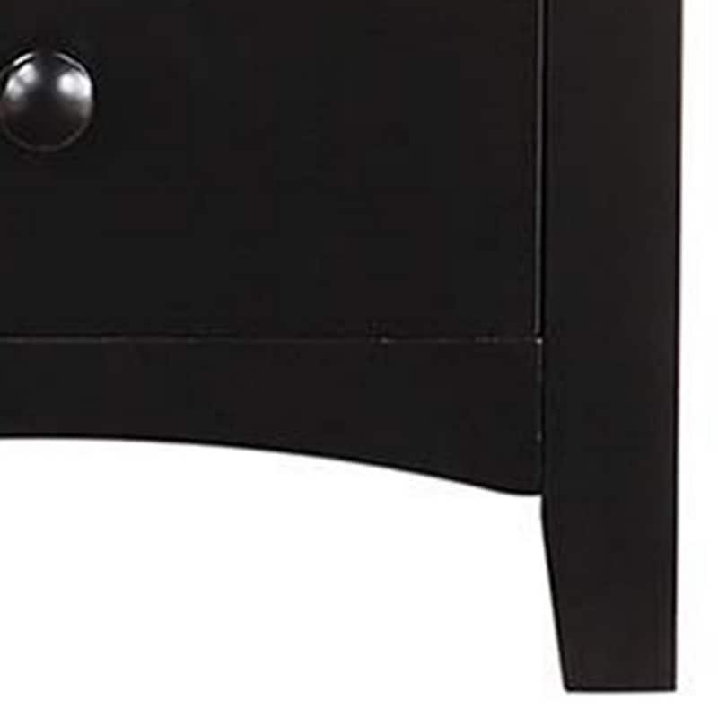 Pine Wood Night Stand with 2 Drawers, Black