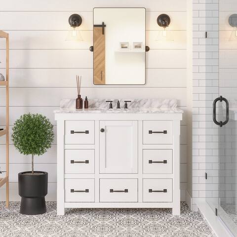 KitchenBathCollection Tuscany 42" Bathroom Vanity with Carrara Marble Top