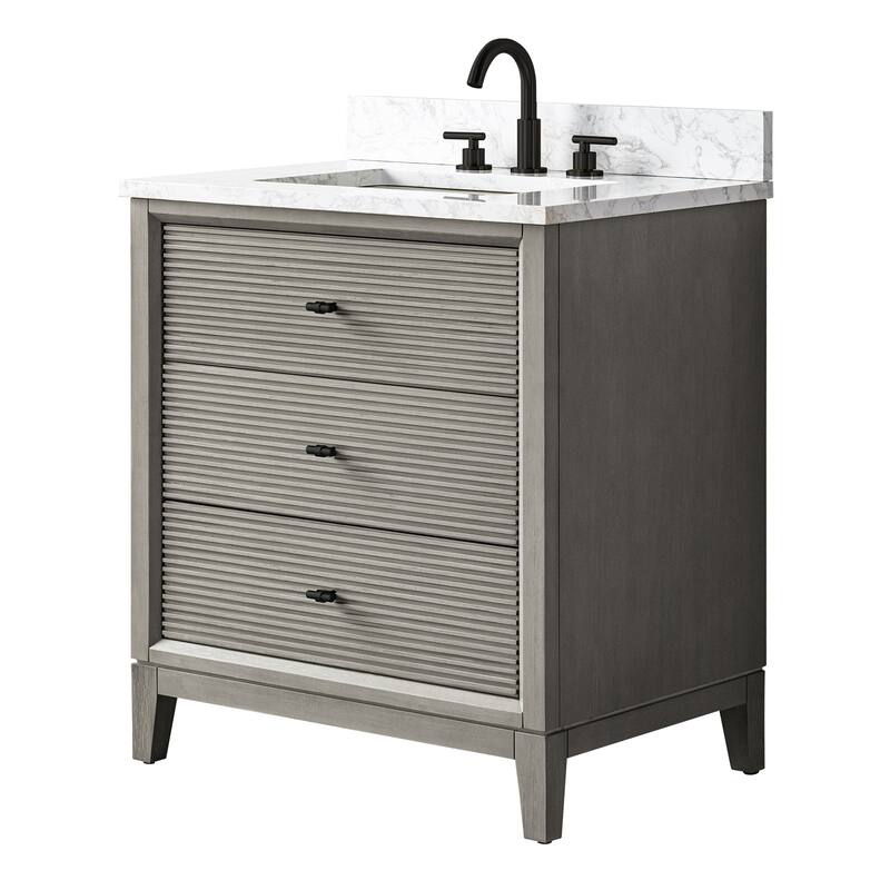 Vanity Art 30" Freestanding Bathroom Vanity with Engineered Marble Top and Sink