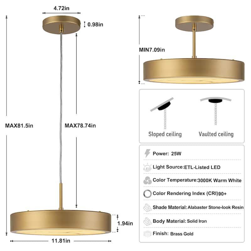 Starsky Alabaster Stone-look Resin Modern Gold LED Chandelier