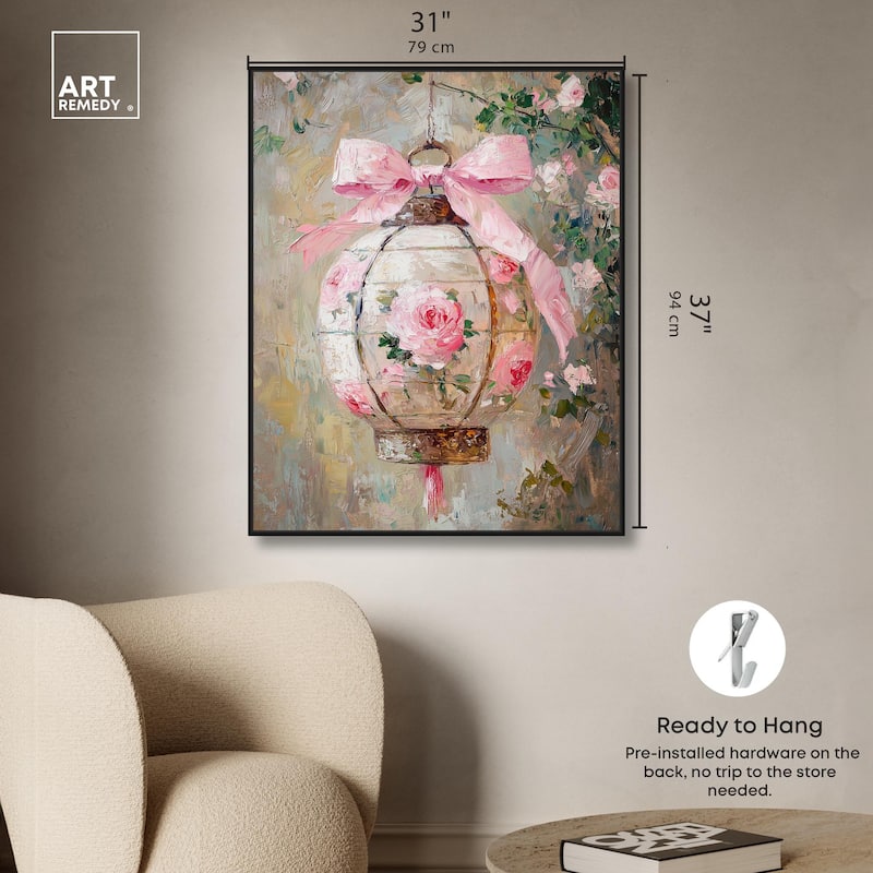 Rose Garden Lantern Canvas by Art Remedy
