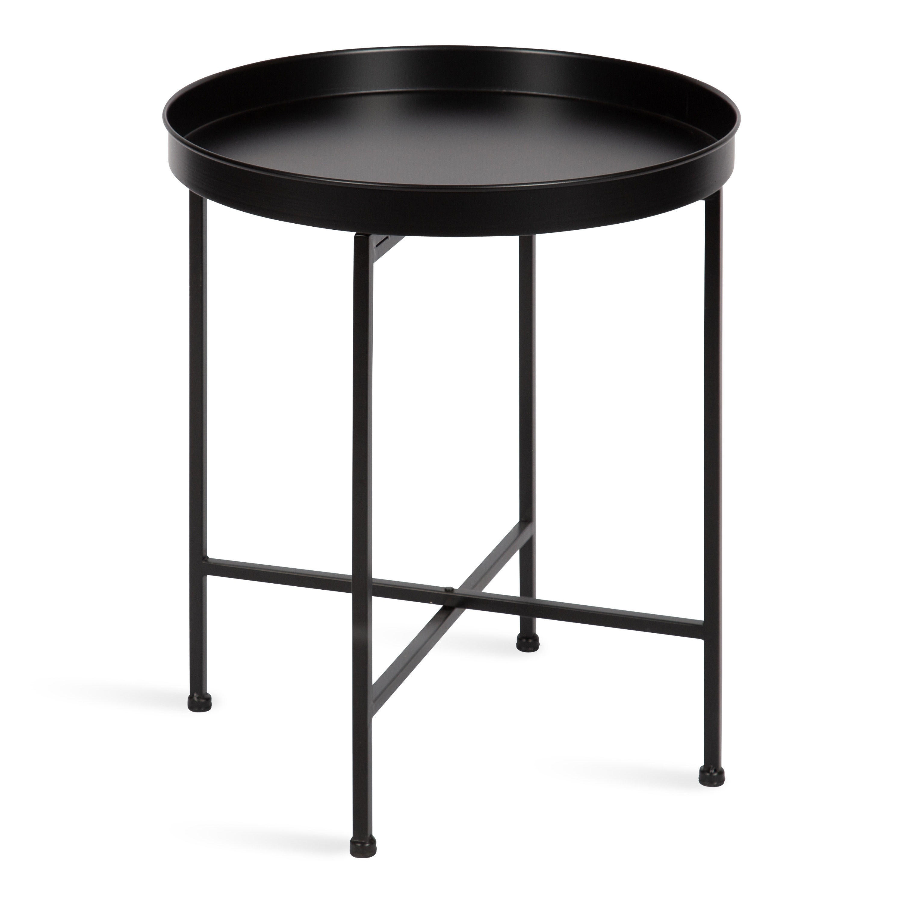 Chic Minimalist End Table for Storage and Display 20 x 20 x 20.5 Kate and Laurel Duvall Modern Round Metal Side Table Black 