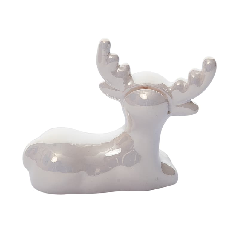 Transpac Dolomite 7.5 in. White Christmas Elegant Reindeer Place Card Holder Set of 4