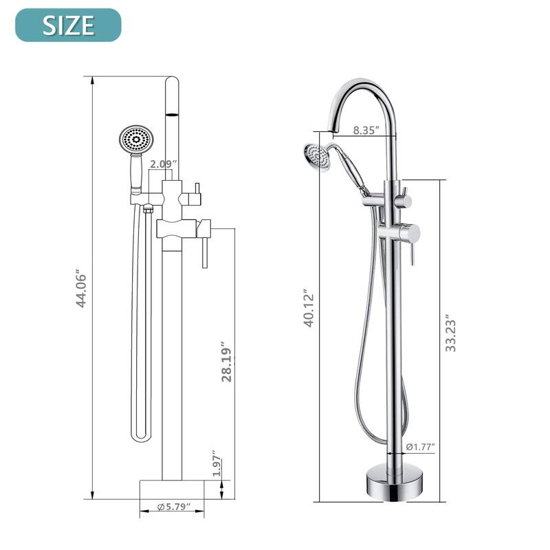 Vanityfair Floor Mount Freestanding Bathtub Faucet Tub Filler with Hand Shower