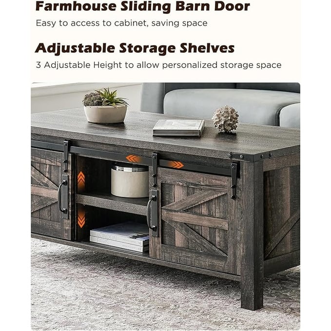 Farmhouse Lift Top Coffee Table, Rustic Center Table, Lifting Tabletop