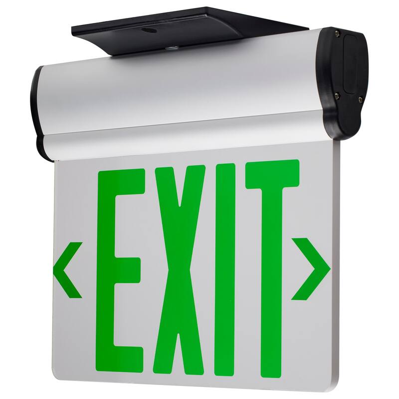 Green Clear Edge Lit LED Exit Sign 90min Ni-Cad backup 120/277V Single Face - Clear