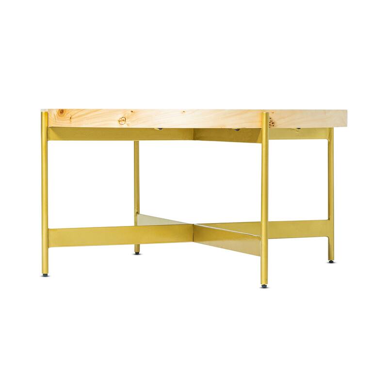 Eliana Round Burl Wood & Metal Coffee Table by Sevita - 36" Diameter x 18" H