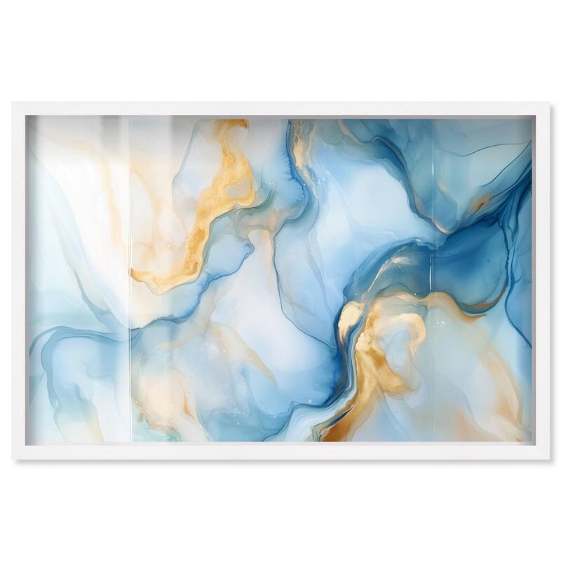 Blue Veined Gold Shadowbox by Art Remedy - White - 45" x 30"