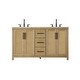 preview thumbnail 1 of 9, Elegant Lighting VF29560D Alina 60" Free Standing Double Basin Vanity Linen Oak - Oak Finish