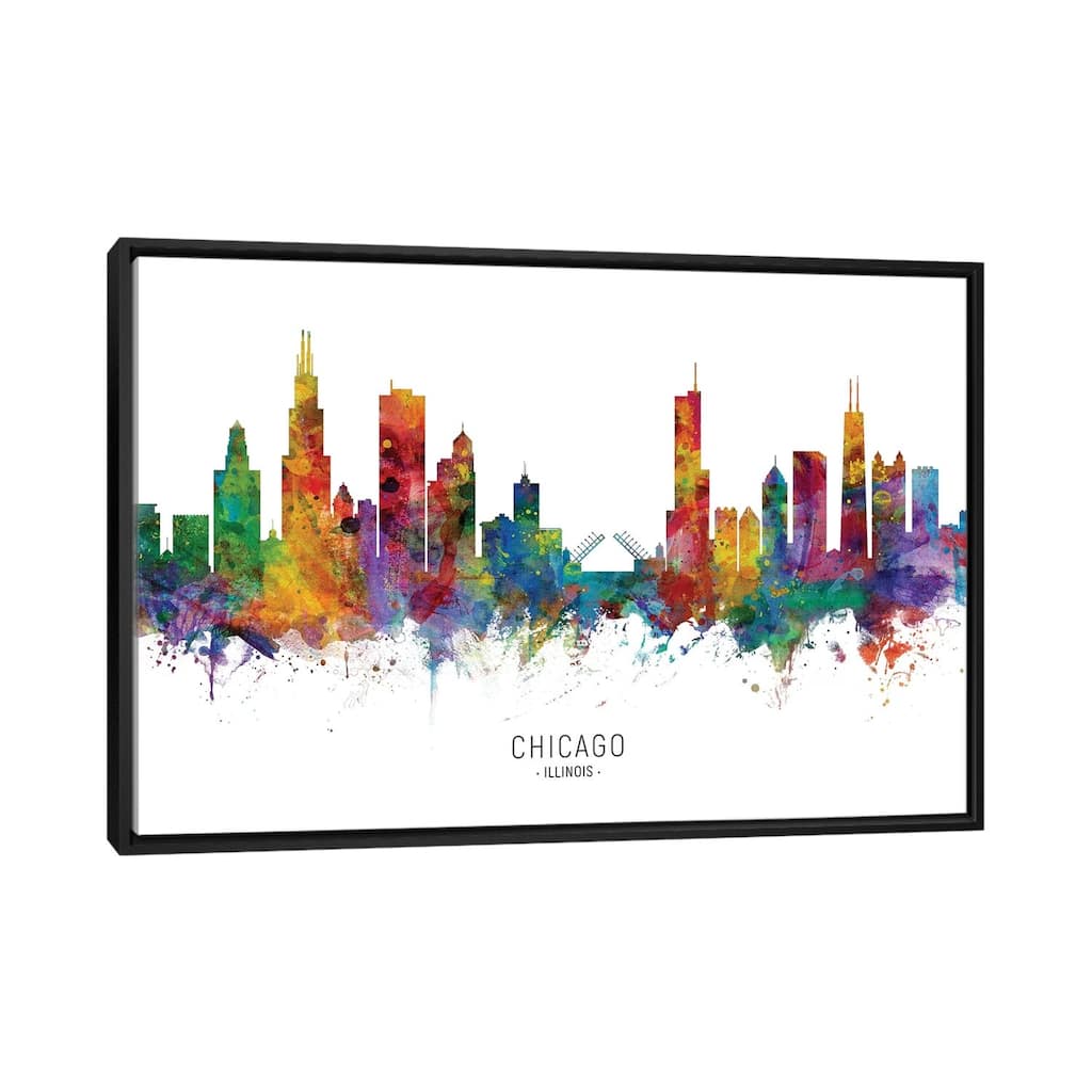 iCanvas "Chicago Illinois Skyline" by Michael Tompsett Framed Canvas Print