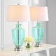 preview thumbnail 1 of 7, SAFAVIEH Lighting 30-inch Desiree Glass Seafoam Green Table Lamp (Set of 2) - 16"W x 16"D x 30"H
