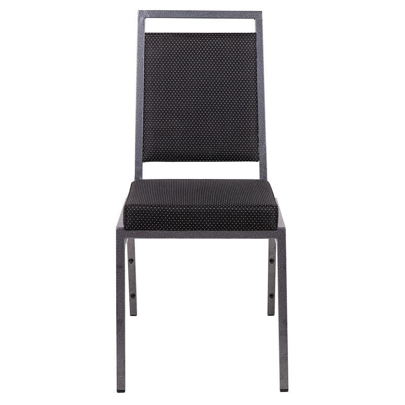 2 Pack Square Back Stacking Banquet Chair with Silvervein Frame