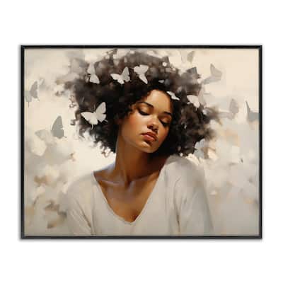Stupell Woman with White Butterflies Framed Giclee Art Design By Arlington Prints