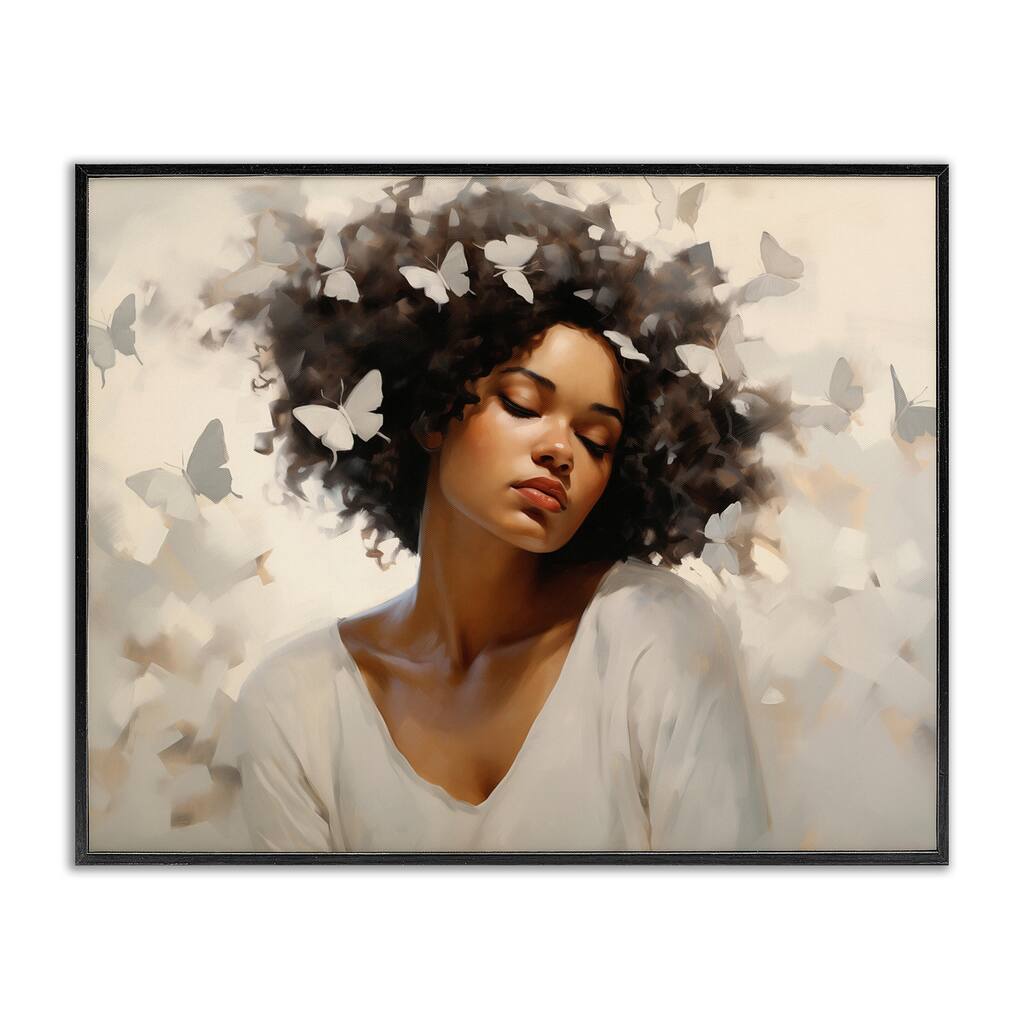 Stupell Woman with White Butterflies Framed Giclee Art Design By Arlington Prints