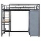 preview thumbnail 26 of 38, Metal & Wood Twin Size Loft Metal Bed with Desk,Power Outlet,LED and Wardrobe
