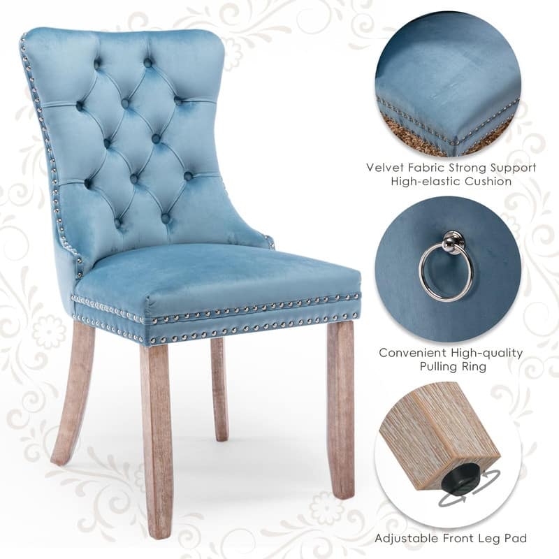 Tufted Naliheads Solid Wood Upholstered Dining Chairs (Set of 2)