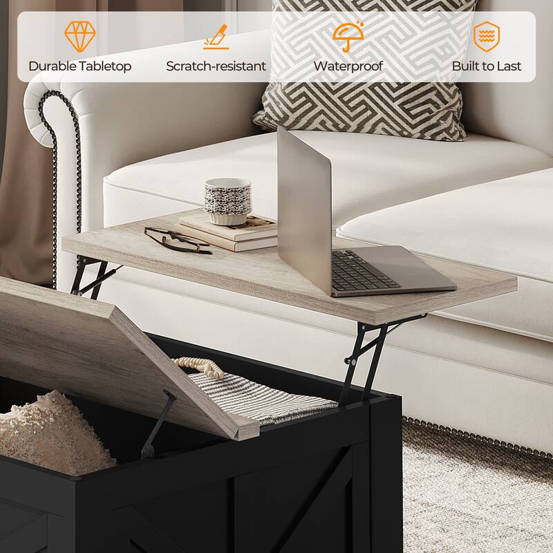 Yaheetech Square Lift-Top Coffee Table with Hidden Compartments for Living Room