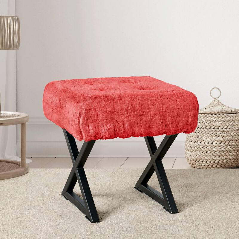 FauxFur Ottoman Vanity Stool 19"X19"X19".