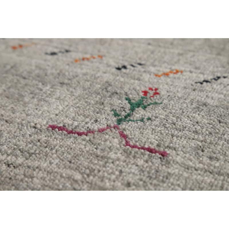 Hand Knotted Oriental 100% Wool Carpet Tribal Animal Pictorial Greys & Charcoal Gabbeh Area Rug - 5' 11'' X 3' 11''