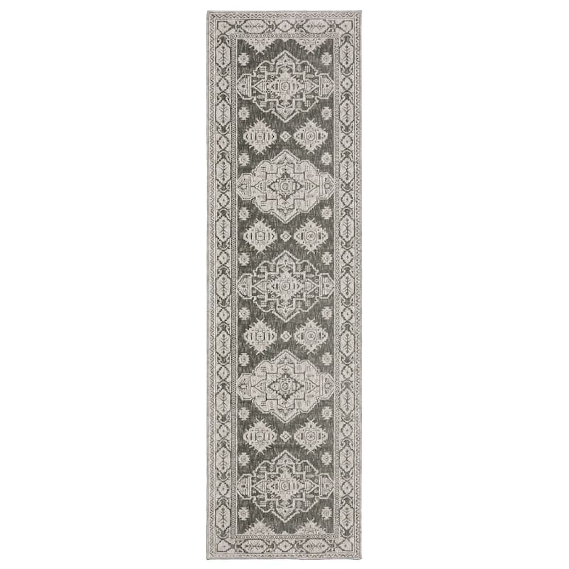 Style Haven Ingram Two-Tone Triple Medallions Area Rug - 2' 3" x 7' 6" - Grey/ Grey - Runner