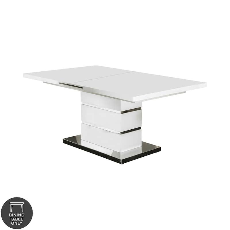 Furniture of America Borm White 78-inch Wood Expandable Dining Table - White