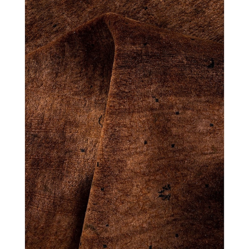 Overton Hand Knotted Wool Vintage Inspired Modern Contemporary Overdyed Brown Area Rug - 6' 0" x 9' 3"