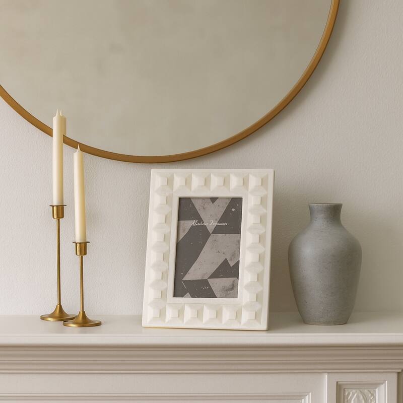 Resin Block Border Decorative Photo Frame - White