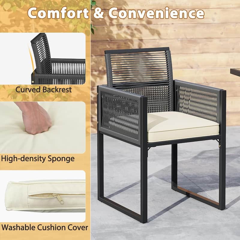 3 PCS Patio Dining Set Outdoor Space-Saving PE Wicker Bistro Set