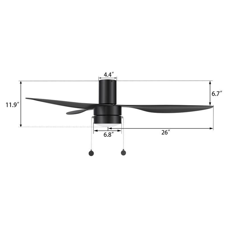 CARRO Nantes 52" 3-Blade Indoor Pull Chain Ceiling Fan with Light - N/A