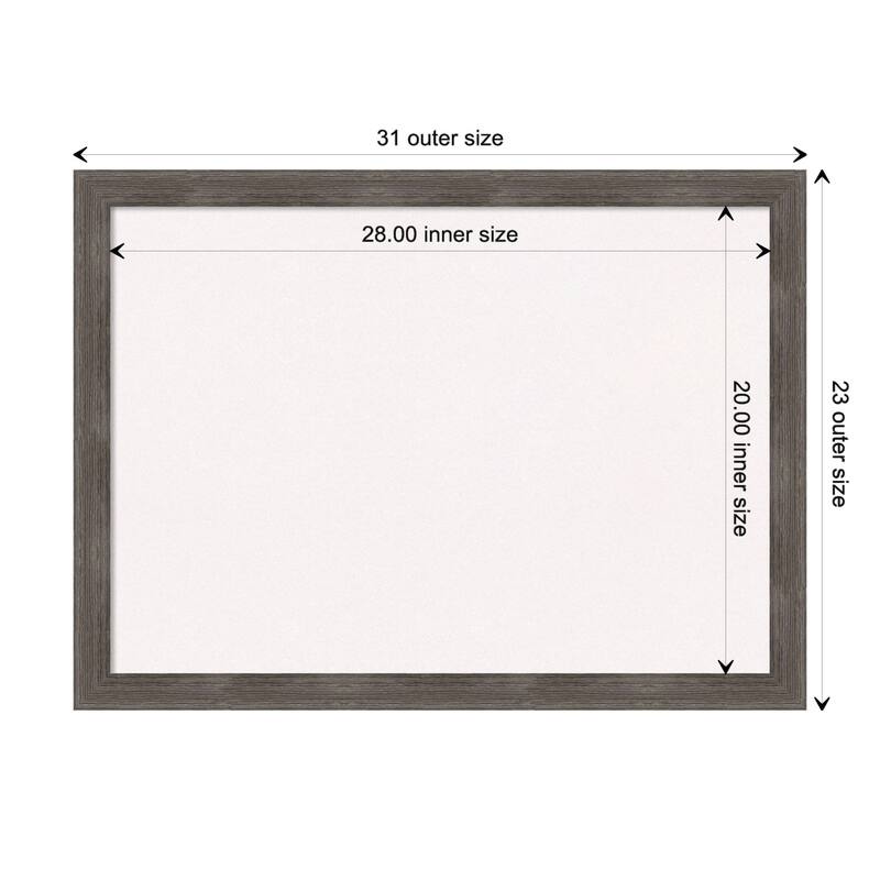 Pinstripe Lead Grey Wood Framed White Corkboard Bulletin Board - Board Size 28x20