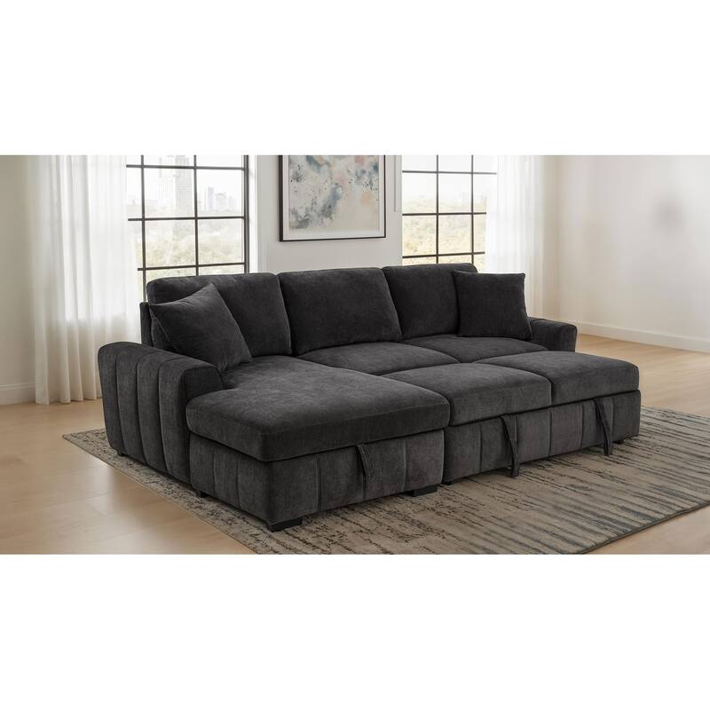 Pastrana Upholstered Sleeper Sectional Sofa LAF Chaise Grey
