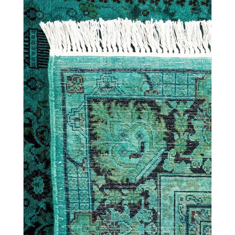 Overton Hand Knotted Wool Vintage Inspired Modern Contemporary Overdyed Blue Area Rug - 3' 2" x 5' 4"