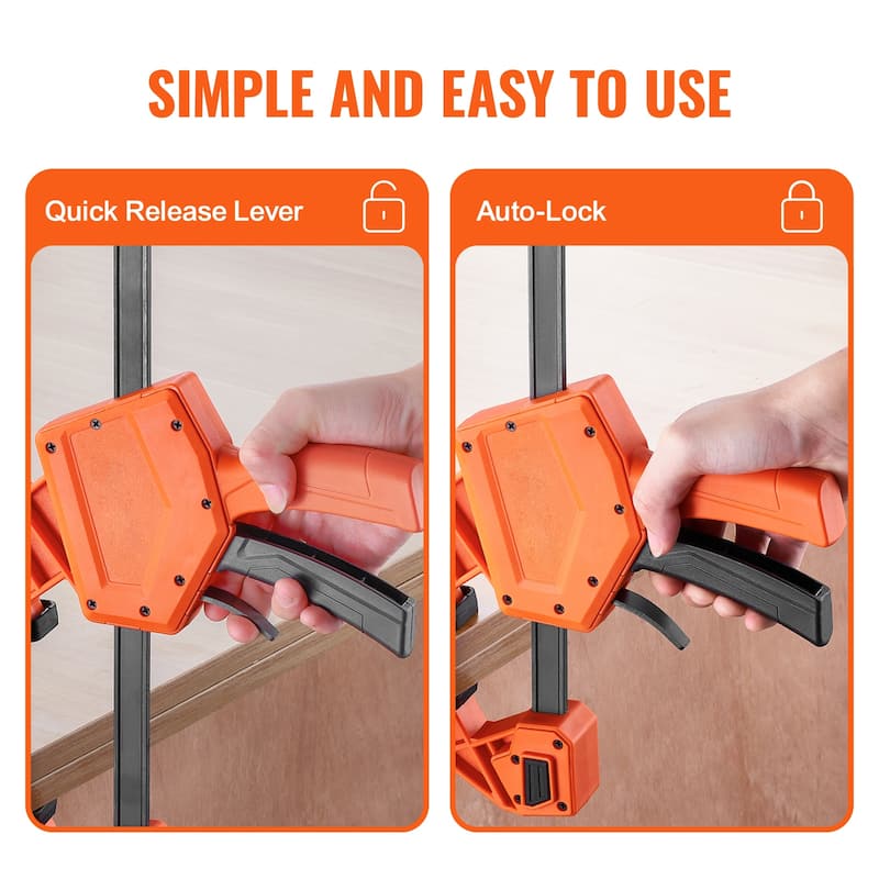 Bar Clamps for Woodworking, Even Pressure, High-strength Plastic and Carbon Steel, Wood clamps for Woodworking Metal Working