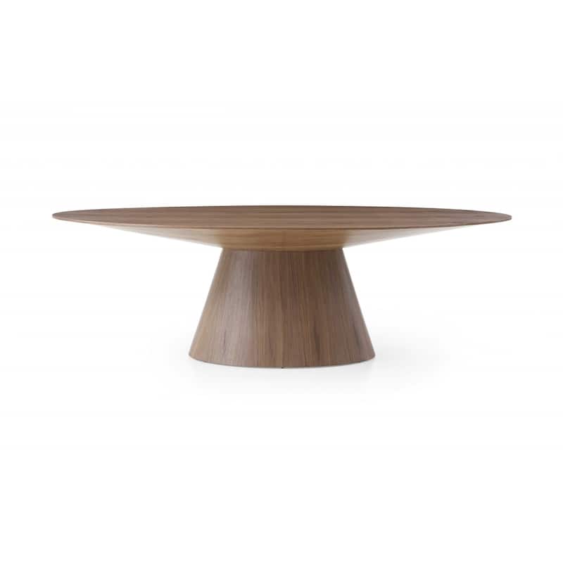 HomeRoots 95" Brown Oval Solid Wood Pedestal Base Dining Table - 30" x 95" x 43"
