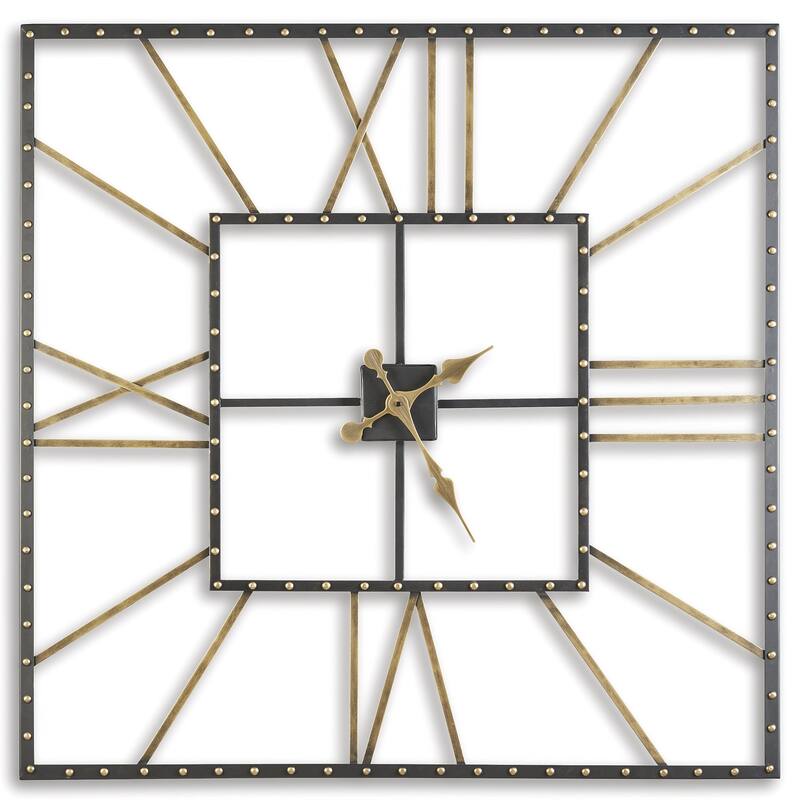 Thames Contemporary Black/Gold Wall Clock - 40" W x 1.5" D x 40" H