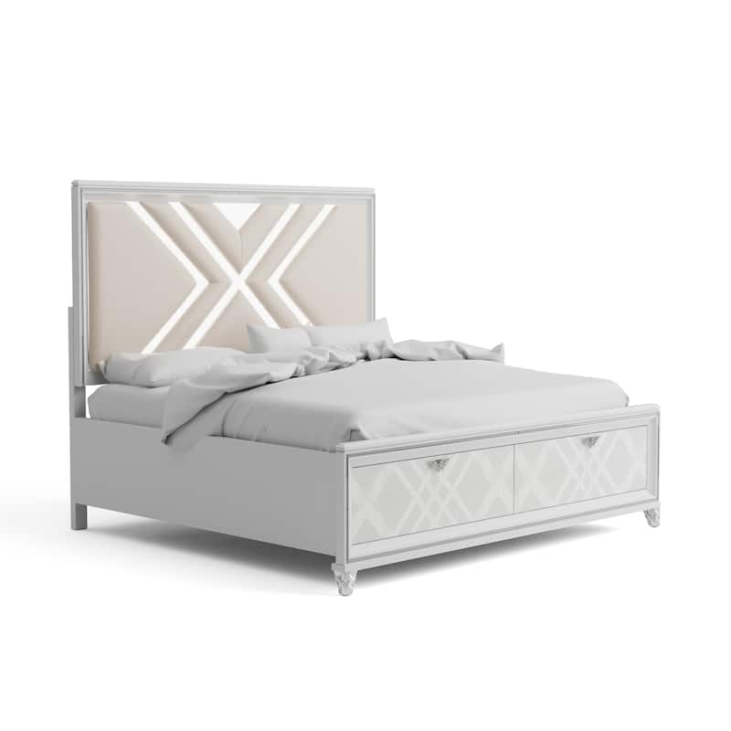 Furniture of America Bel Air Glam Wood 5-Piece Platform Bedroom Set with USB Port
