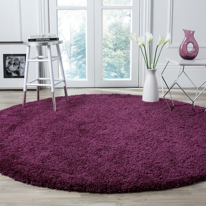 SAFAVIEH Santa Monica Shag Einara 2-inch Thick Area Rug - 6'7" Round - Purple - Round