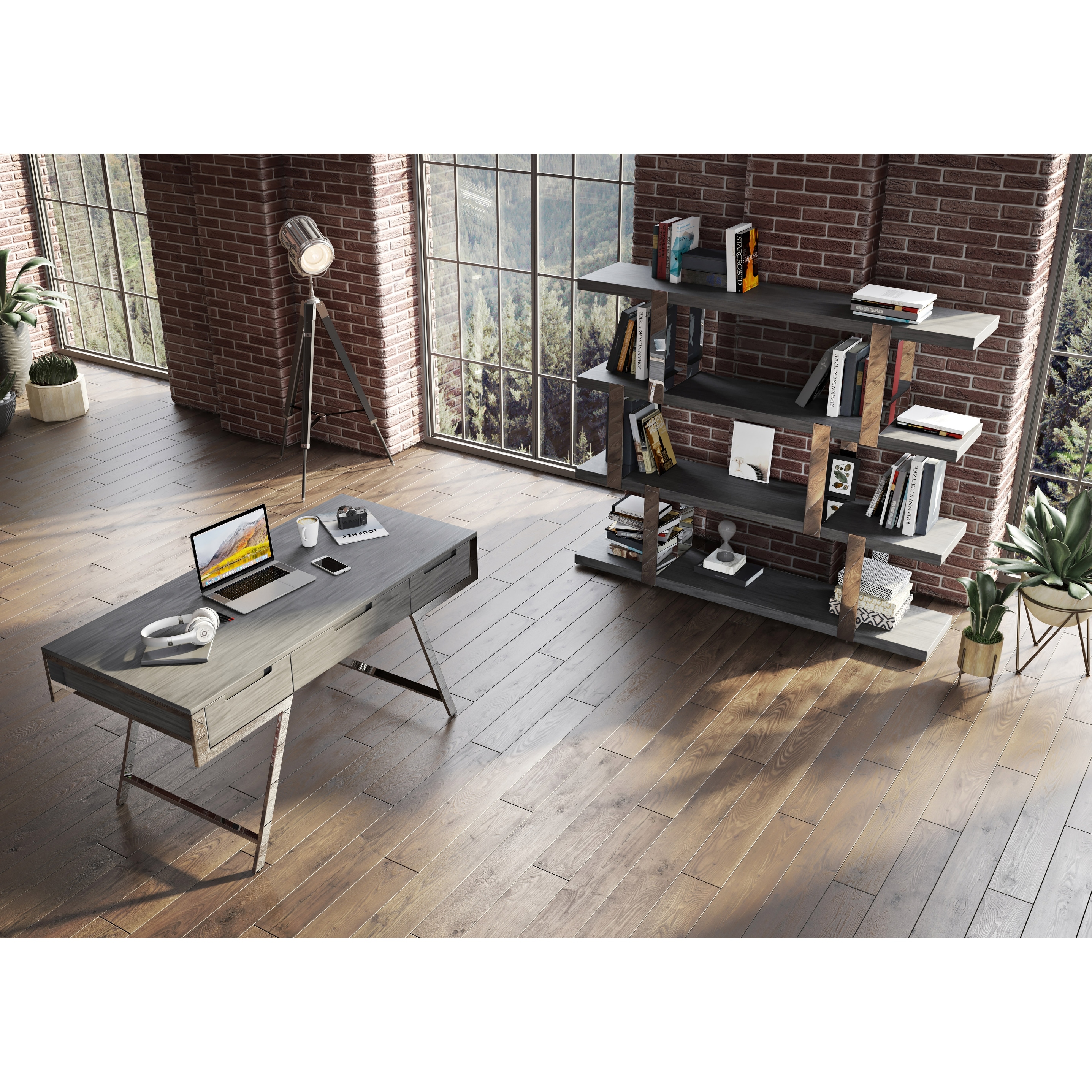 Modrest Dessart - Modern Elm Grey Office Desk