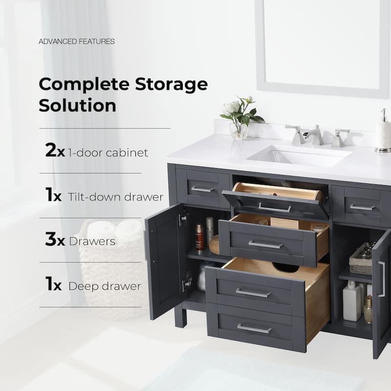 OVE Decors Tahoe 48-inch Dark Charcoal Vanity