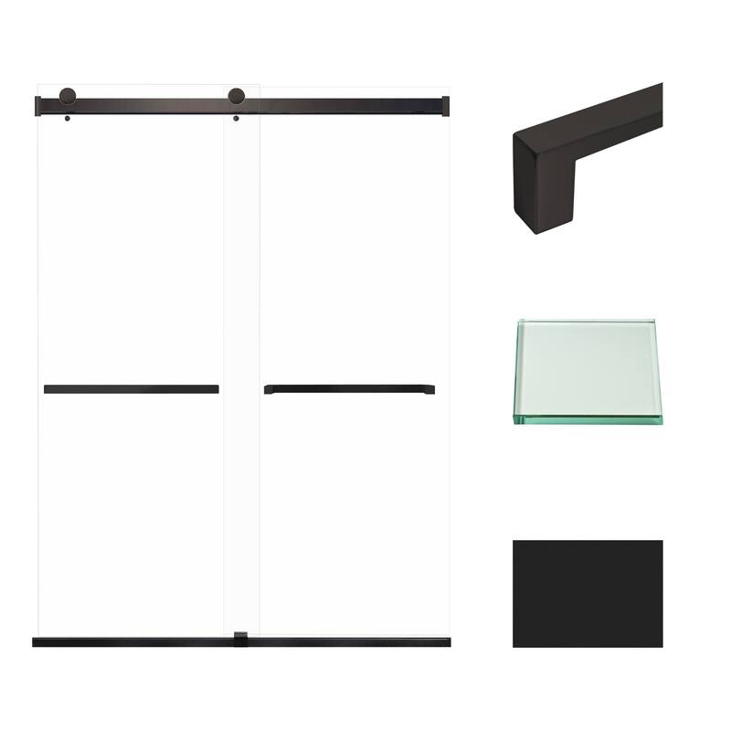 Brianna 60 in. W x 80 in. H By-Pass Frameless Shower Door with Clear Glass - 56-60-in W x 80-in H