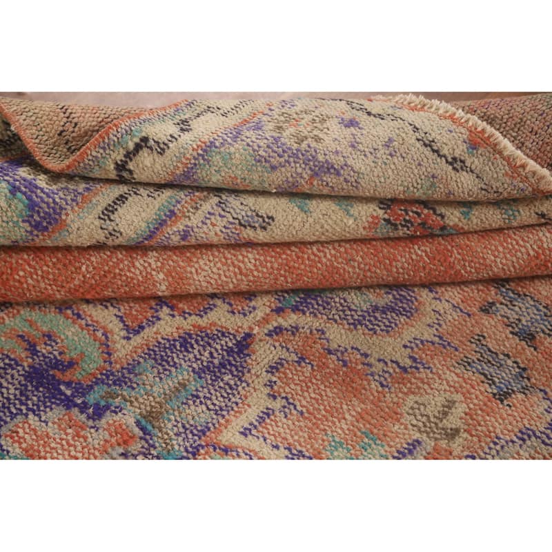 Distressed Sparta Turkish Vintage Area Rug Hand-Knotted Wool Carpet - 6'3" x 9'0"
