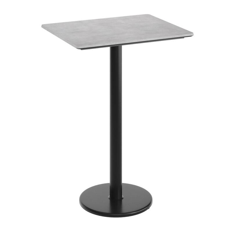 Commercial HPL Tabletop with Bar Height Round Base - 29.75"W x 23.75"D x 42"H - Gray Faux Concrete/Black Base