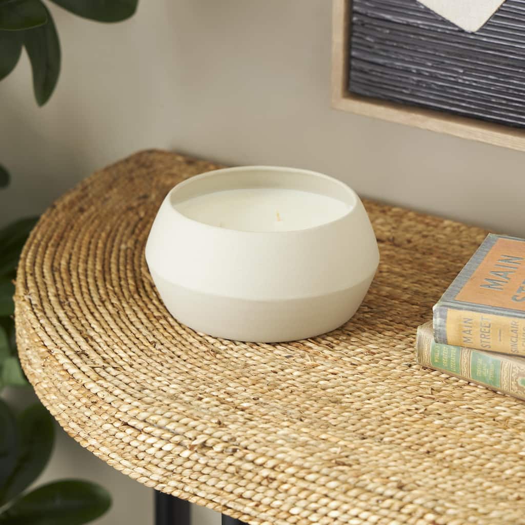 Cream, Black or Beige Metal Scented Textured 30oz 3 Wick Decorative Candle with White Wax