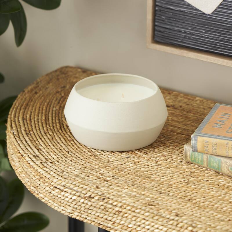 Metal Scented Textured 30oz 3 Wick Decorative Candle with White Wax - Cream, Black or Beige - Roche River Decor
