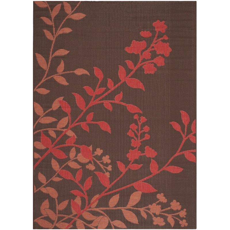 SAFAVIEH Courtyard Luann Botanical Indoor/ Outdoor Waterproof Patio Backyard Rug