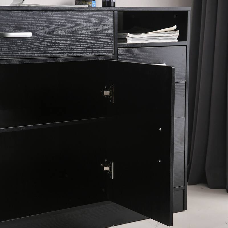 41"Rectangular 7 Compartments 5 Drawers 1 Door Cabinet Black