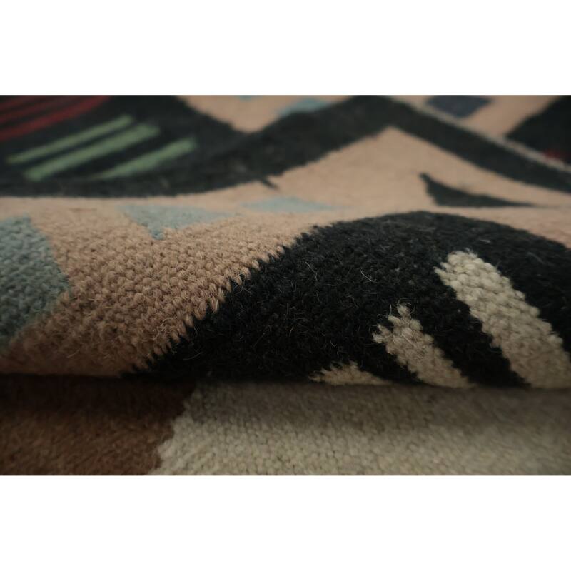 Hand Woven Oriental 100% Wool Carpet Southwestern Tribal Brown Kilim Area Rug - 11' 4'' X 8' 5''
